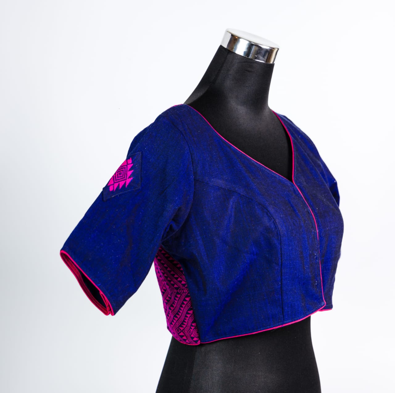 Sweetheart Neck Blouse with Karbi Traditional Motif